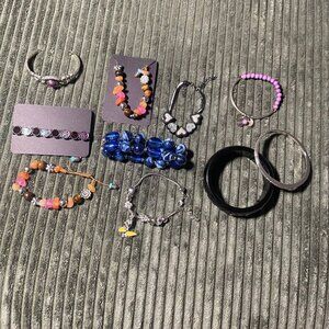 Mixed Lot of Chic Bracelets: Beaded, Bangle, and Charm Styles 10Pc